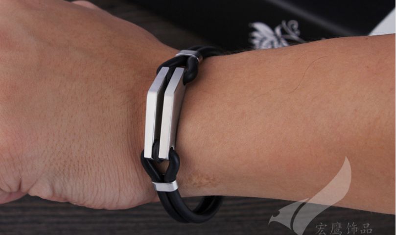 Classic Unisex Stainless Rubber Bracelet/Men Bracelet
