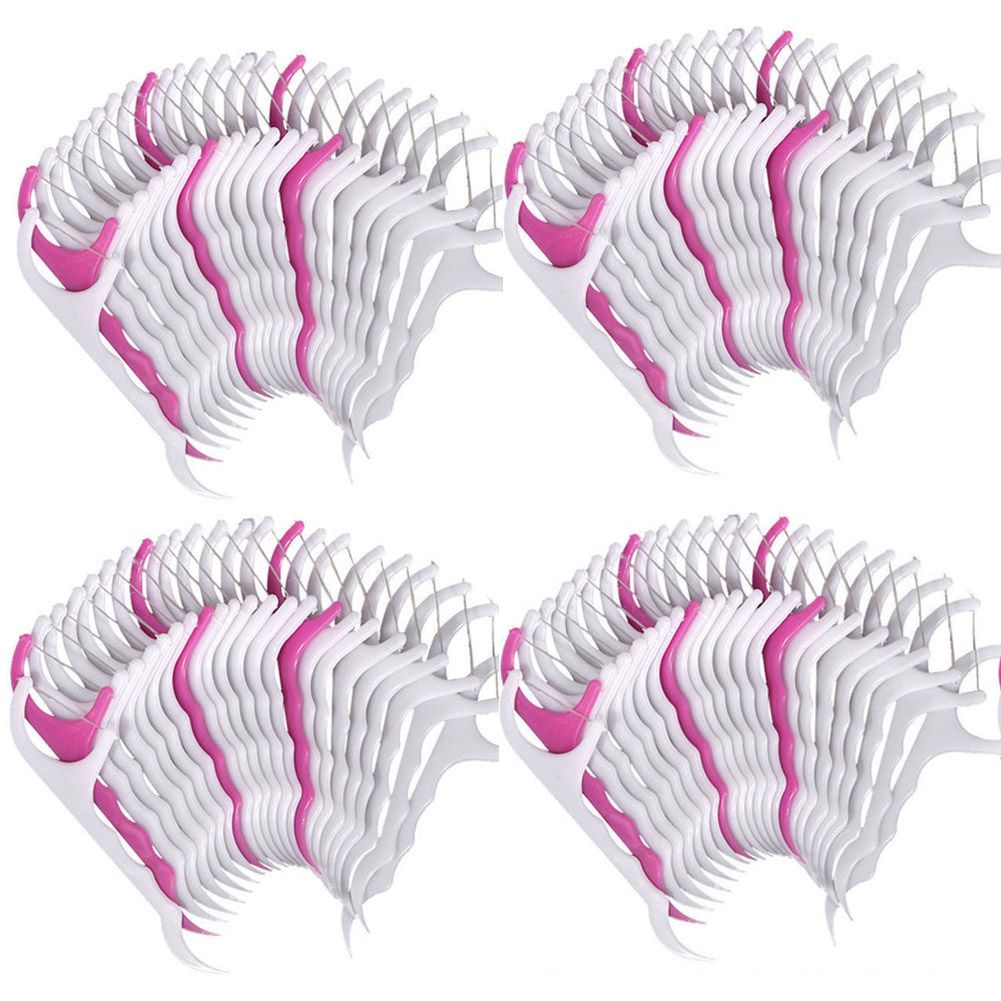 4 Packs 100Pcs Dental Floss Flosser Brush Tooth Picks Oral-