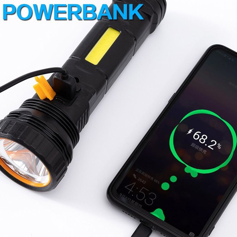 USB/solar Rechargeable Flashlight Built-in Battery