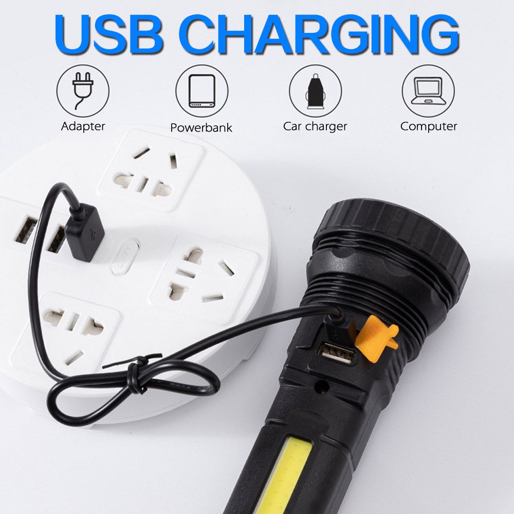 USB/solar Rechargeable Flashlight Built-in Battery