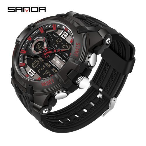 Men Watches Waterproof Sport Wristwatch Dual Display Watch 6015