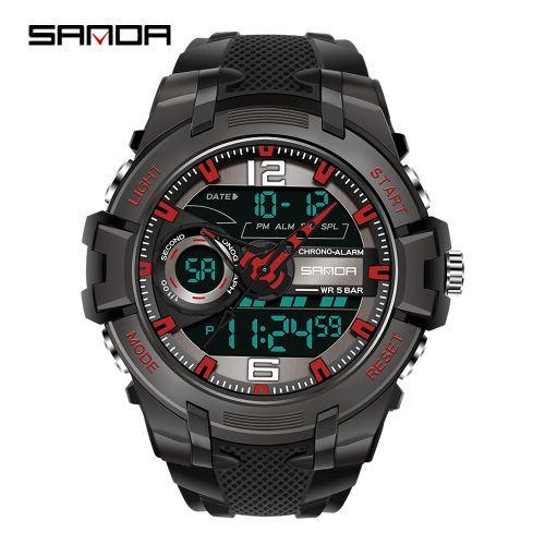 Men Watches Waterproof Sport Wristwatch Dual Display Watch 6015