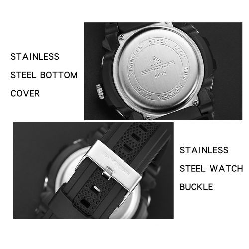 Men Watches Waterproof Sport Wristwatch Dual Display Watch 6015