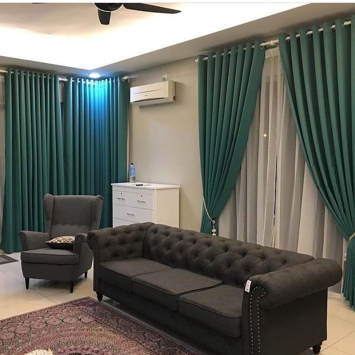 7.5ft. By 7.5ft. High Quality Plain Curtain -Green