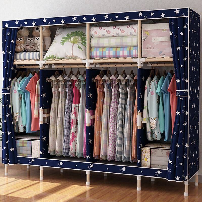 Solid Wood Wardrobe Large Combined Folding Wardrobe