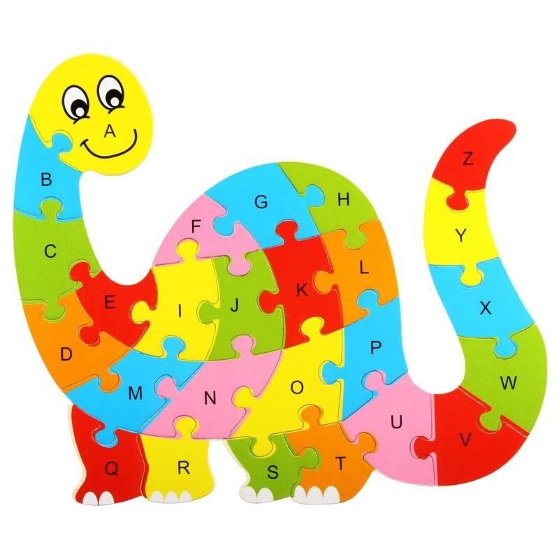 Wooden Animal Puzzle Jigsaw Alphabet Letter Blocks Kid Learing Educational Toy Snake