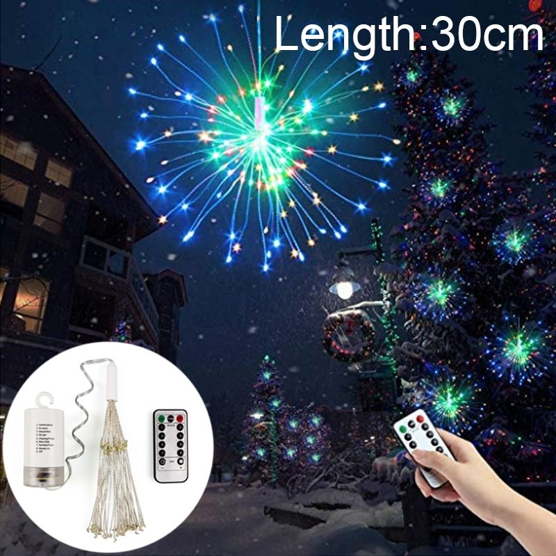 30cm Explosion Ball Fireworks Dimmable Copper Wire LED String Light, 150 LEDs Batteries Box LED Decorative Light With Remote Control(Colorful Light)