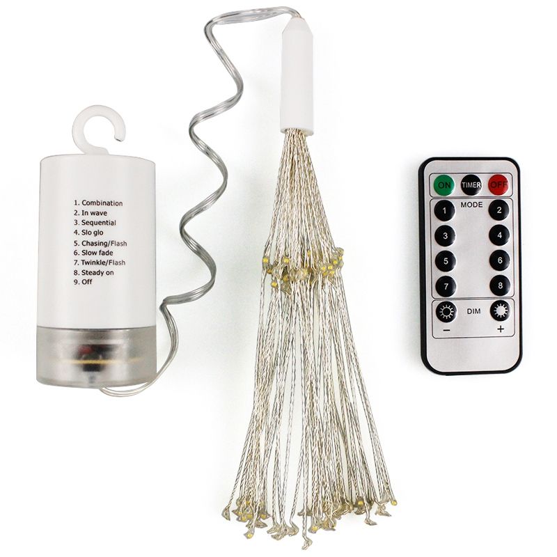 30cm Explosion Ball Fireworks Dimmable Copper Wire LED String Light, 150 LEDs Batteries Box LED Decorative Light With Remote Control(Colorful Light)