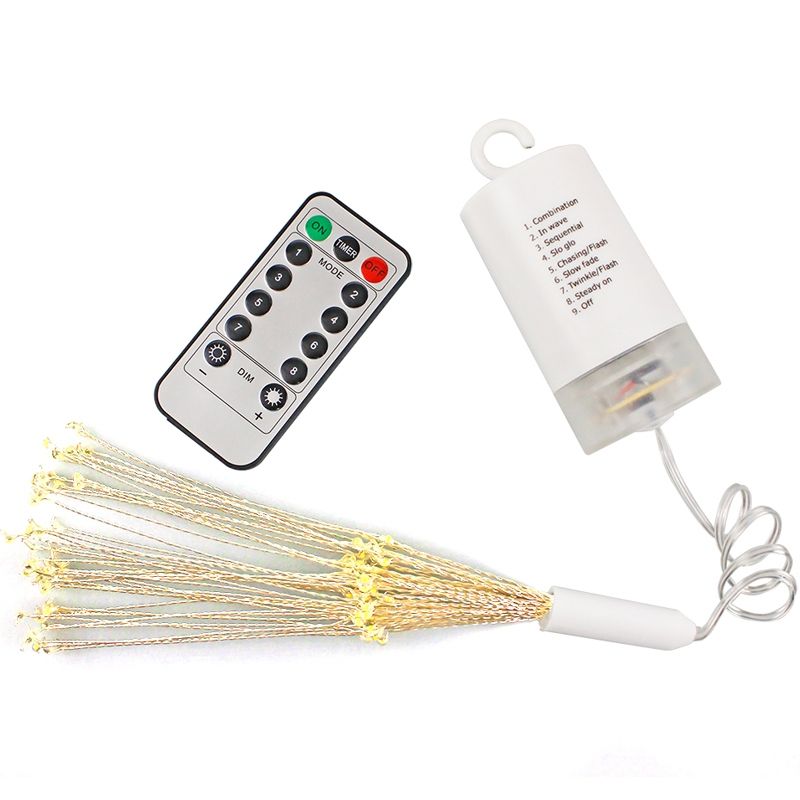 30cm Explosion Ball Fireworks Dimmable Copper Wire LED String Light, 150 LEDs Batteries Box LED Decorative Light With Remote Control(Colorful Light)
