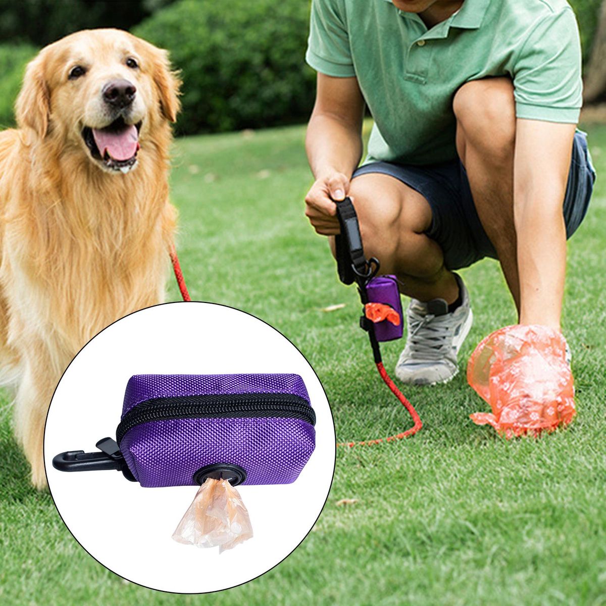 Travel Waste Bag Dispenser Carrier Case For Leash Purple