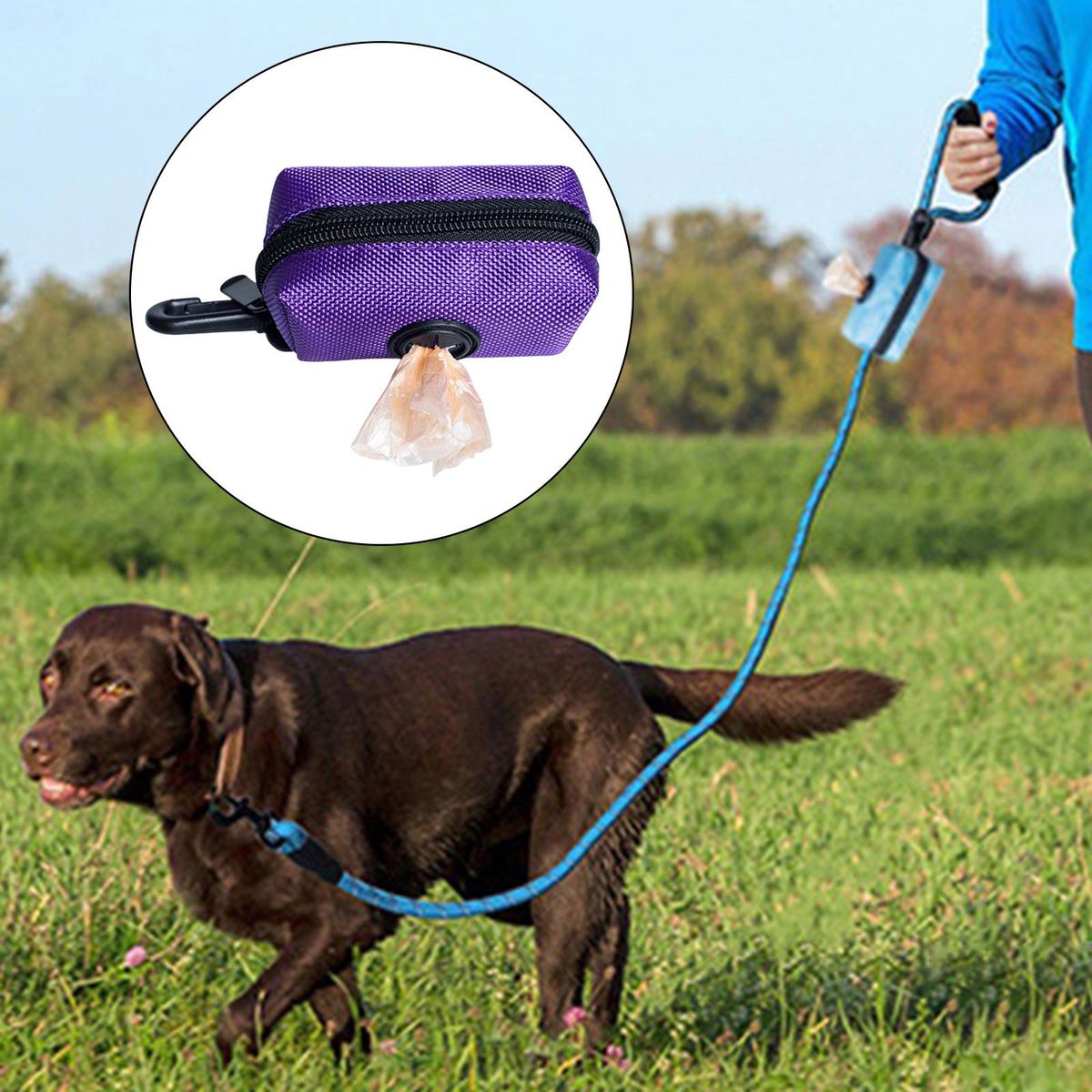 Travel Waste Bag Dispenser Carrier Case For Leash Purple