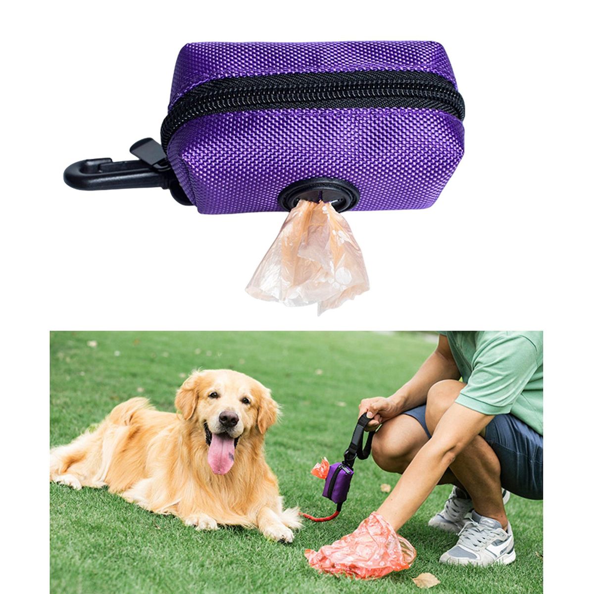 Travel Waste Bag Dispenser Carrier Case For Leash Purple