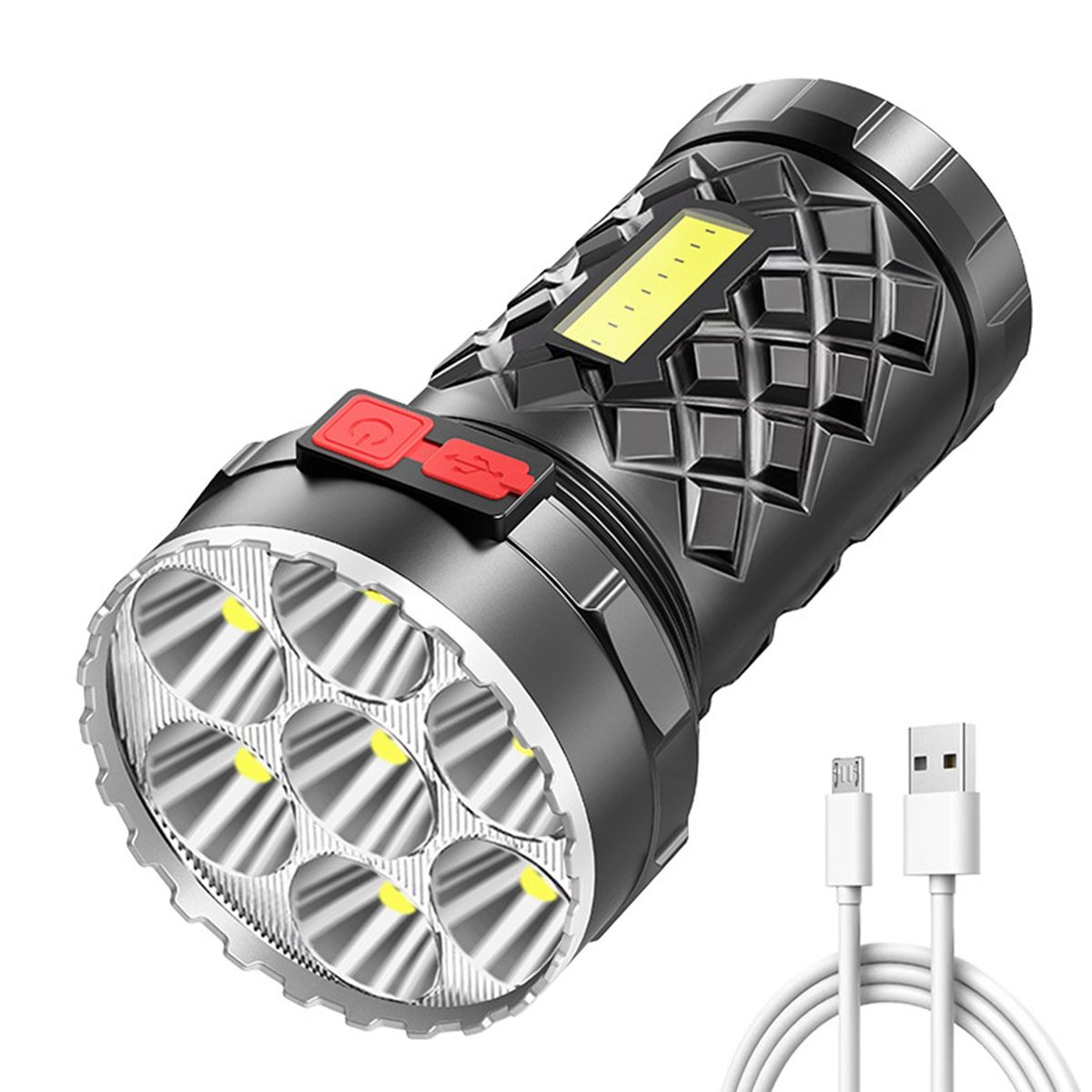 7 LED Super Bright Flashlight Ultra Powerful LED Rechargeable COB Side Light 4 Modes Outdoor Flashlight