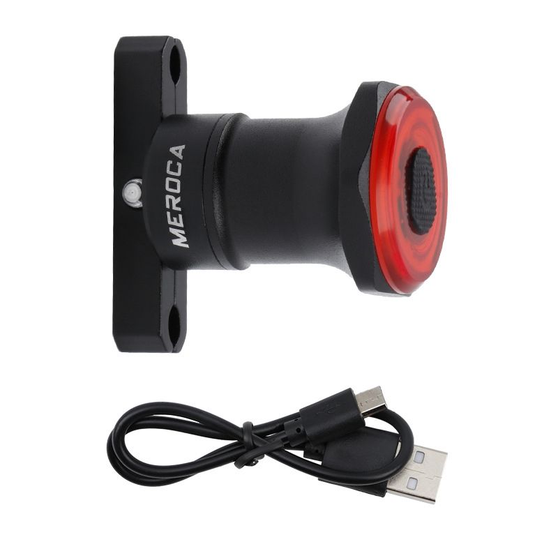 Smart Sensor Brake Tail Light Mountain Bike Light USB Charging Road Bike Night Riding Tail Light, Color:Seat Cushion Installation Black