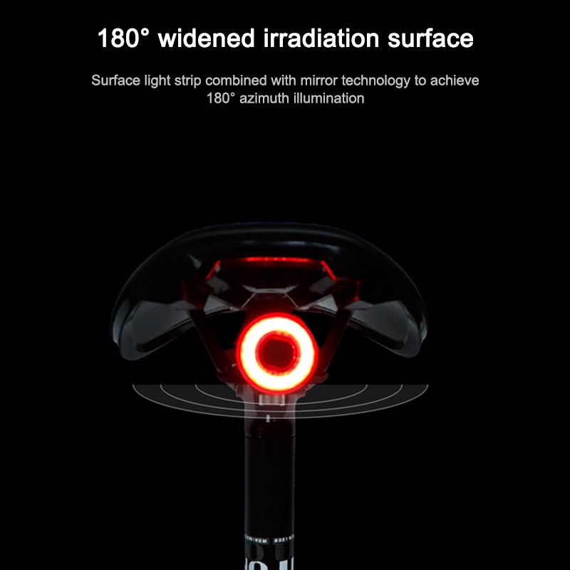 Smart Sensor Brake Tail Light Mountain Bike Light USB Charging Road Bike Night Riding Tail Light, Color:Seat Cushion Installation Black