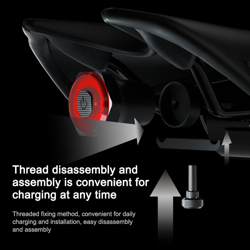Smart Sensor Brake Tail Light Mountain Bike Light USB Charging Road Bike Night Riding Tail Light, Color:Seat Cushion Installation Black
