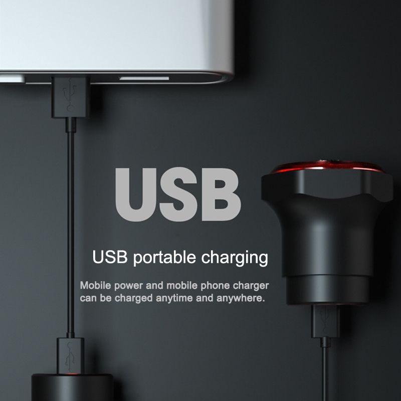 Smart Sensor Brake Tail Light Mountain Bike Light USB Charging Road Bike Night Riding Tail Light, Color:Seat Cushion Installation Black
