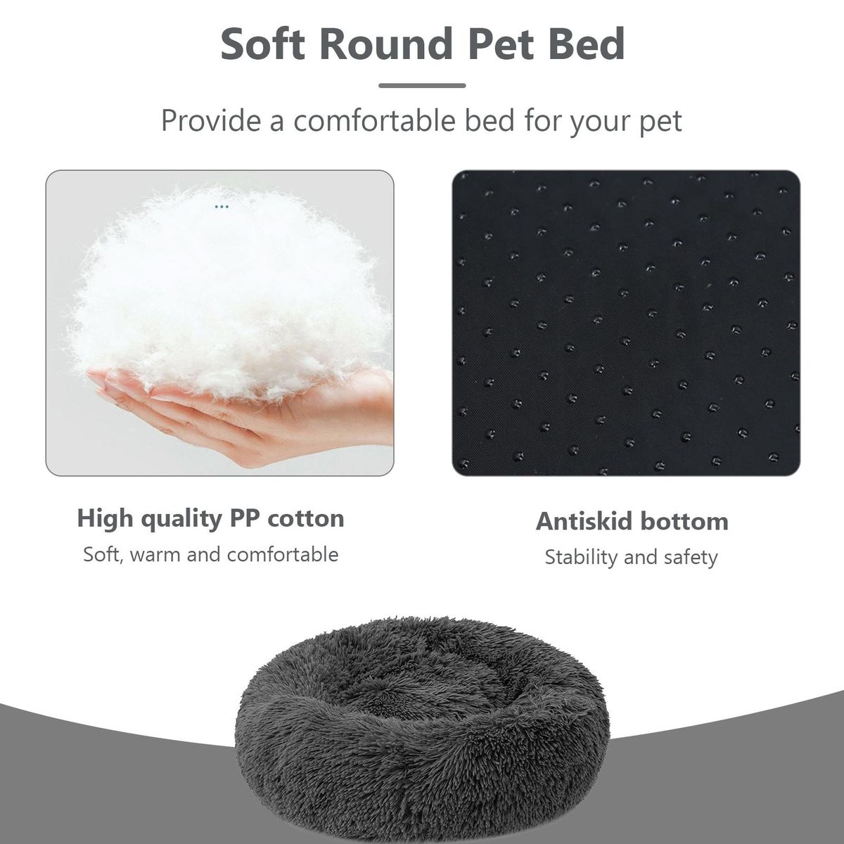 Cat Bed Dog Bed Soft Plush Round Pet Bed Warming Washable Round Bed