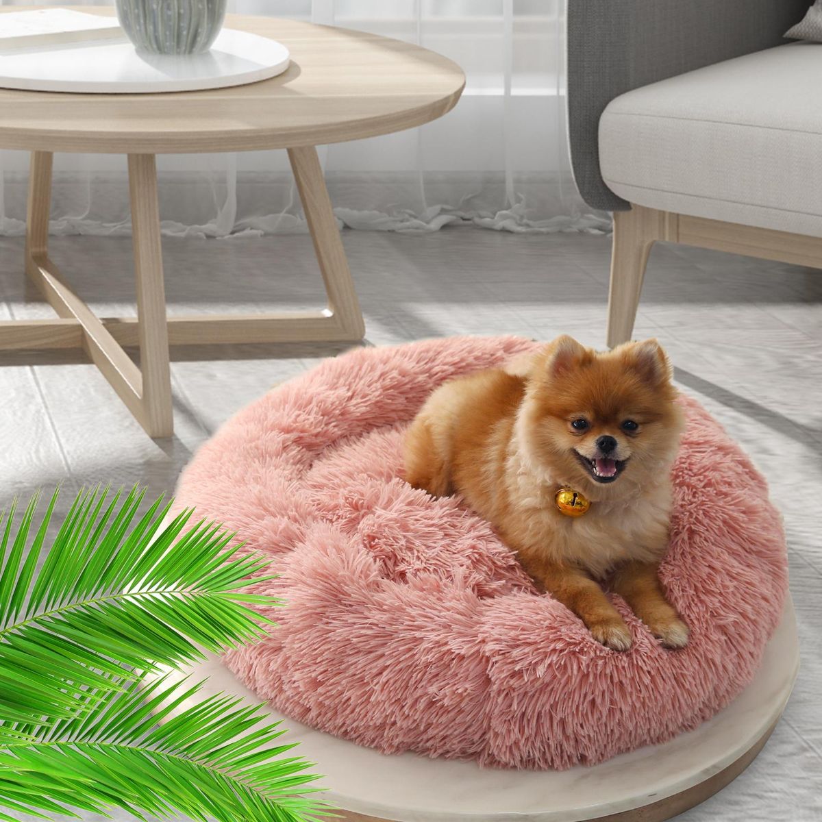 Cat Bed Dog Bed Soft Plush Round Pet Bed Warming Washable Round Bed
