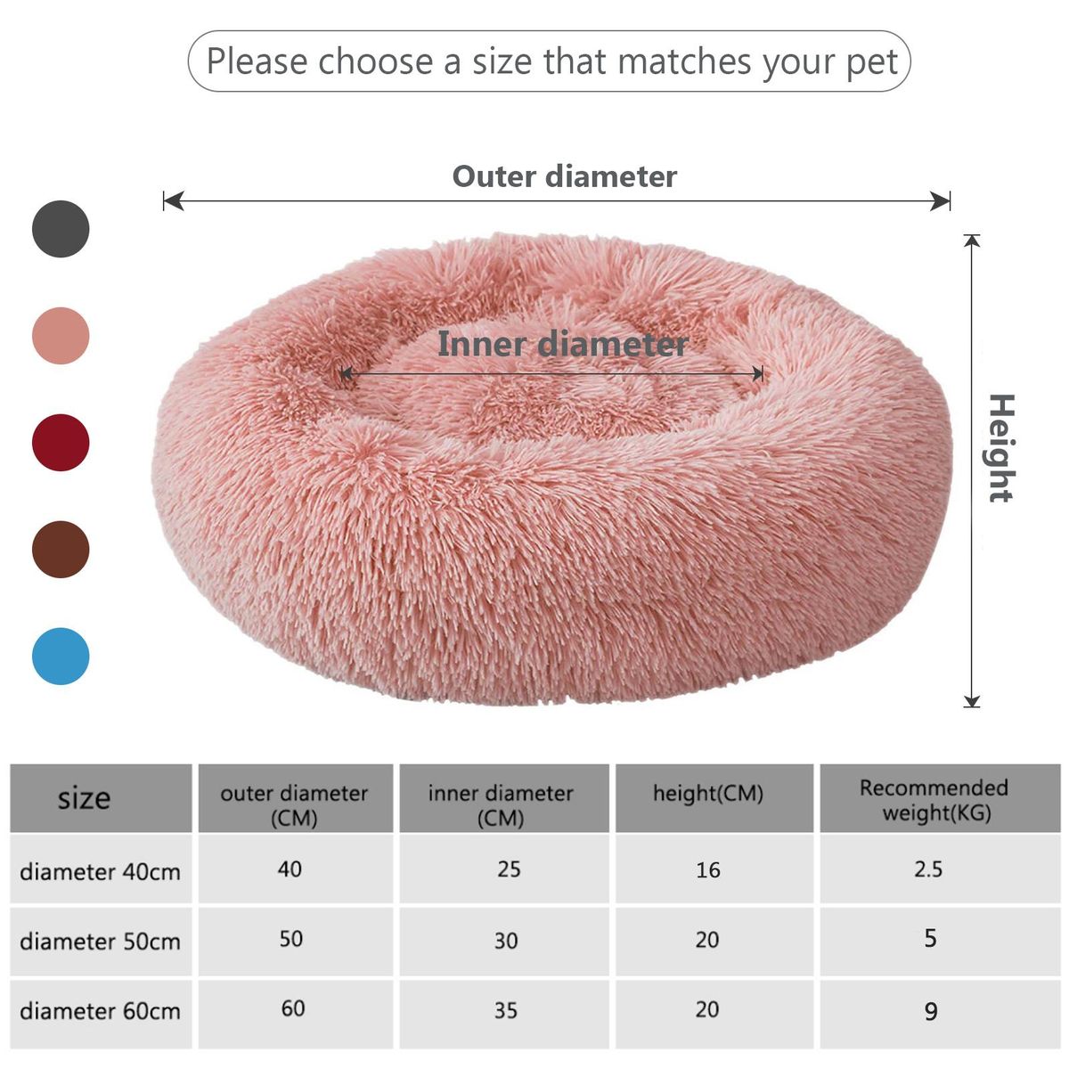 Cat Bed Dog Bed Soft Plush Round Pet Bed Warming Washable Round Bed