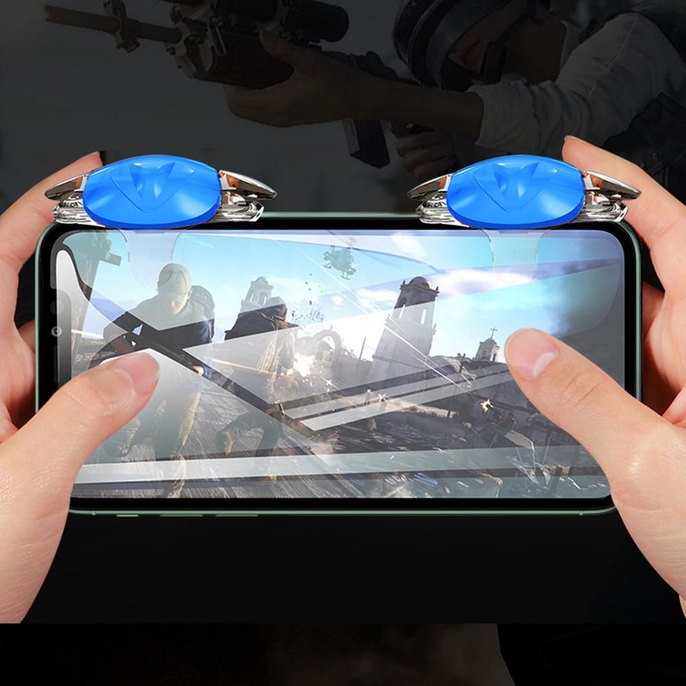 Mobile Phone Game Button Smart Phone Game A10 Mobile Game Controller Trigger Shooter for iPhone/Android / Pubg,Blue