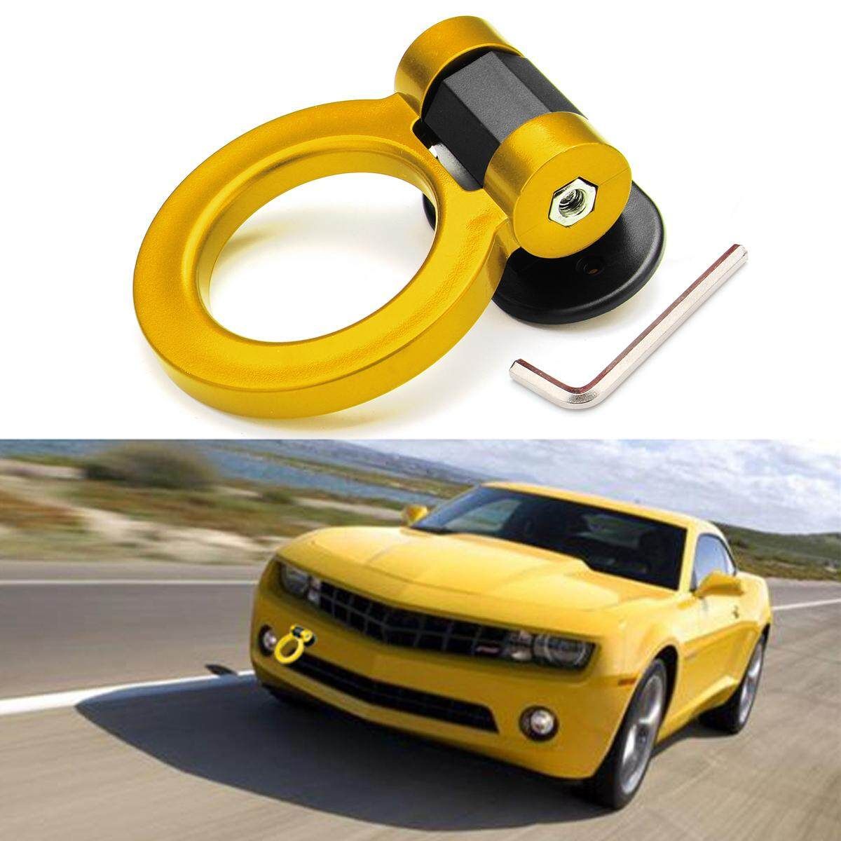 Universal Red Ring Track Racing Style Tow Hook Look Decoration For Any Car SUV Blue Gold (gold)