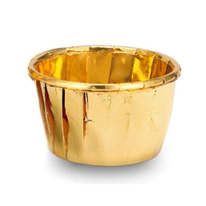50x Foil Cup Cake Cases Cupcake Muffin Paper Baking Cups Wrappers Gold