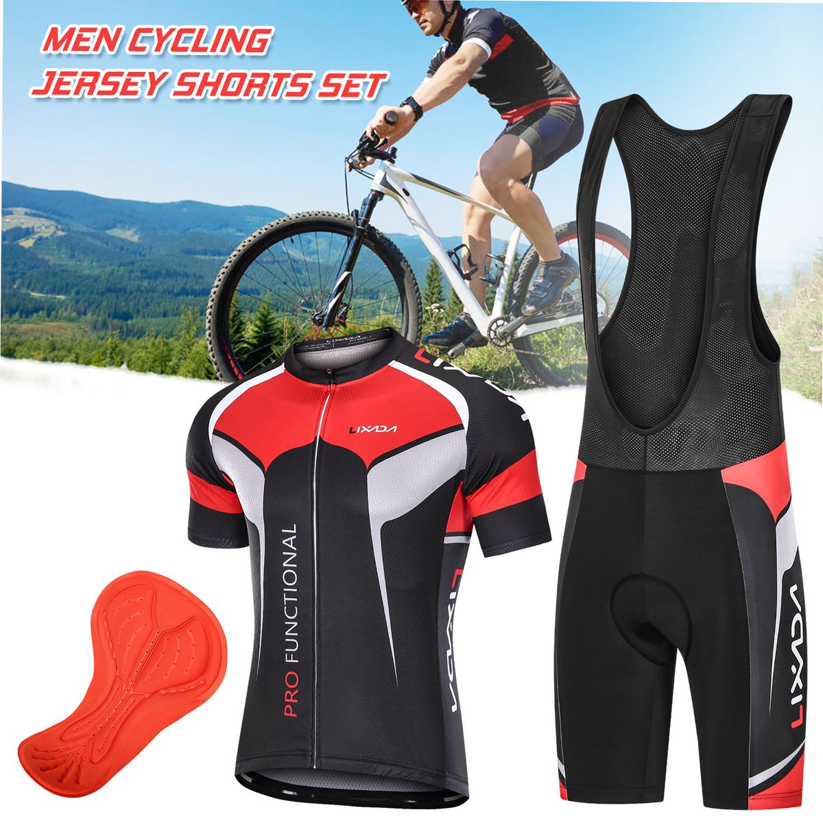 Men's Short Sleeve Cycling Jersey Padded Bib Short Set