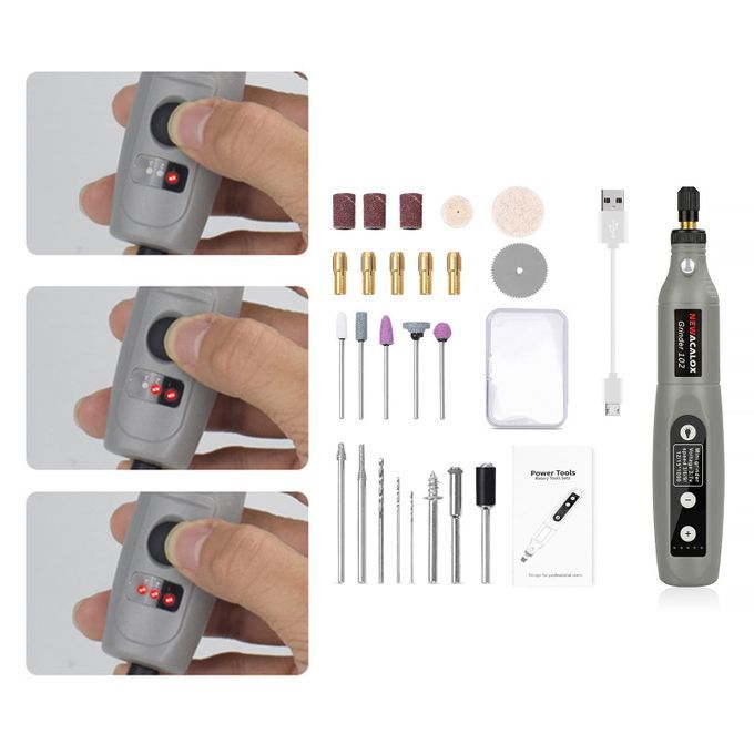 Pen Multi-Purpose USB Charging Rotary Tool For Glass Grey
