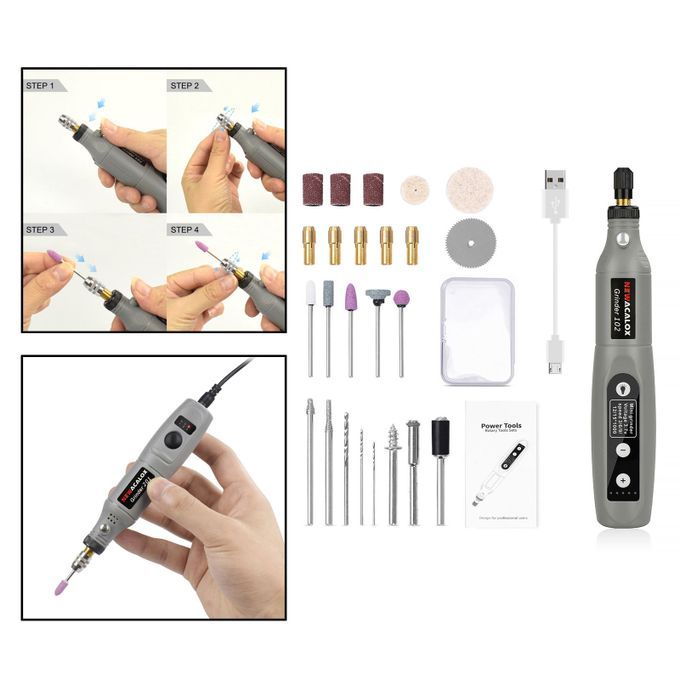 Pen Multi-Purpose USB Charging Rotary Tool For Glass Grey