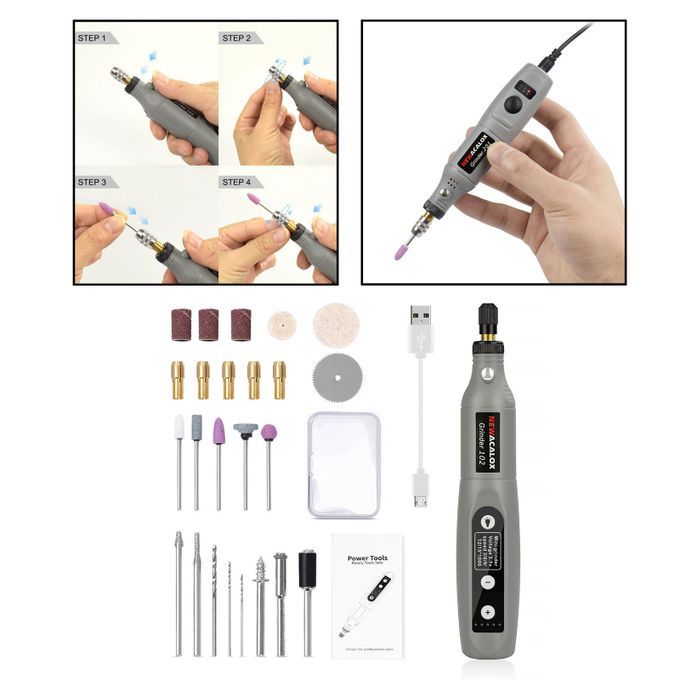Pen Multi-Purpose USB Charging Rotary Tool For Glass Grey