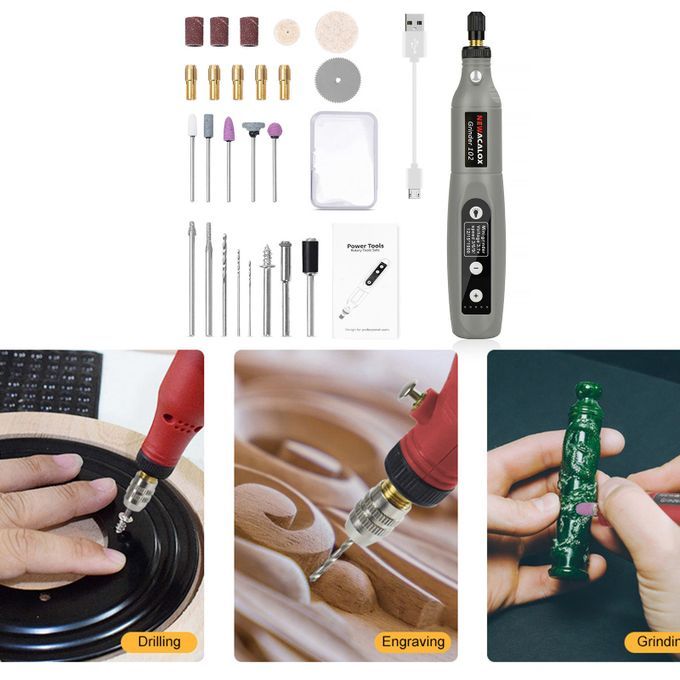 Pen Multi-Purpose USB Charging Rotary Tool For Glass Grey
