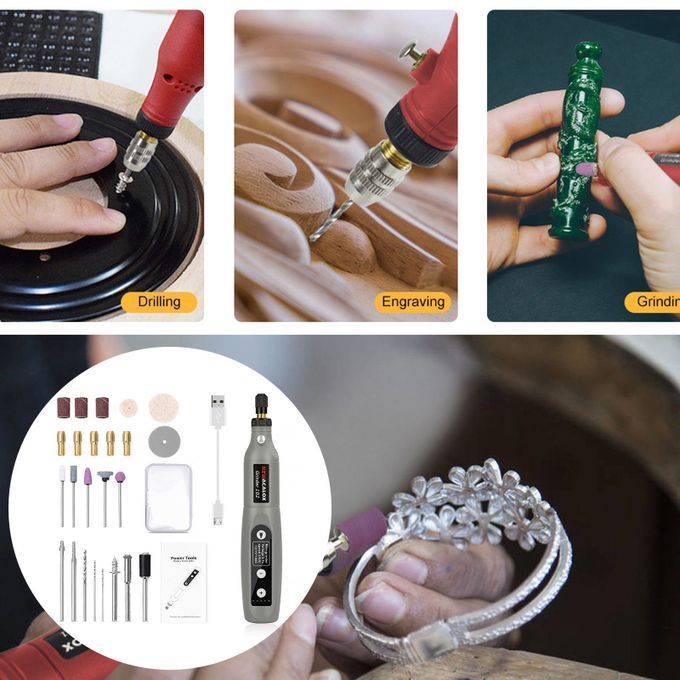 Pen Multi-Purpose USB Charging Rotary Tool For Glass Grey