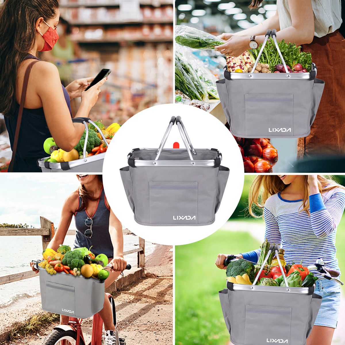 Lixada Collapsible Bike Basket Bicycle Handlebar Front