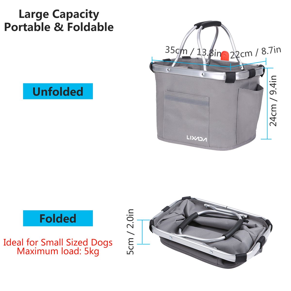 Lixada Collapsible Bike Basket Bicycle Handlebar Front