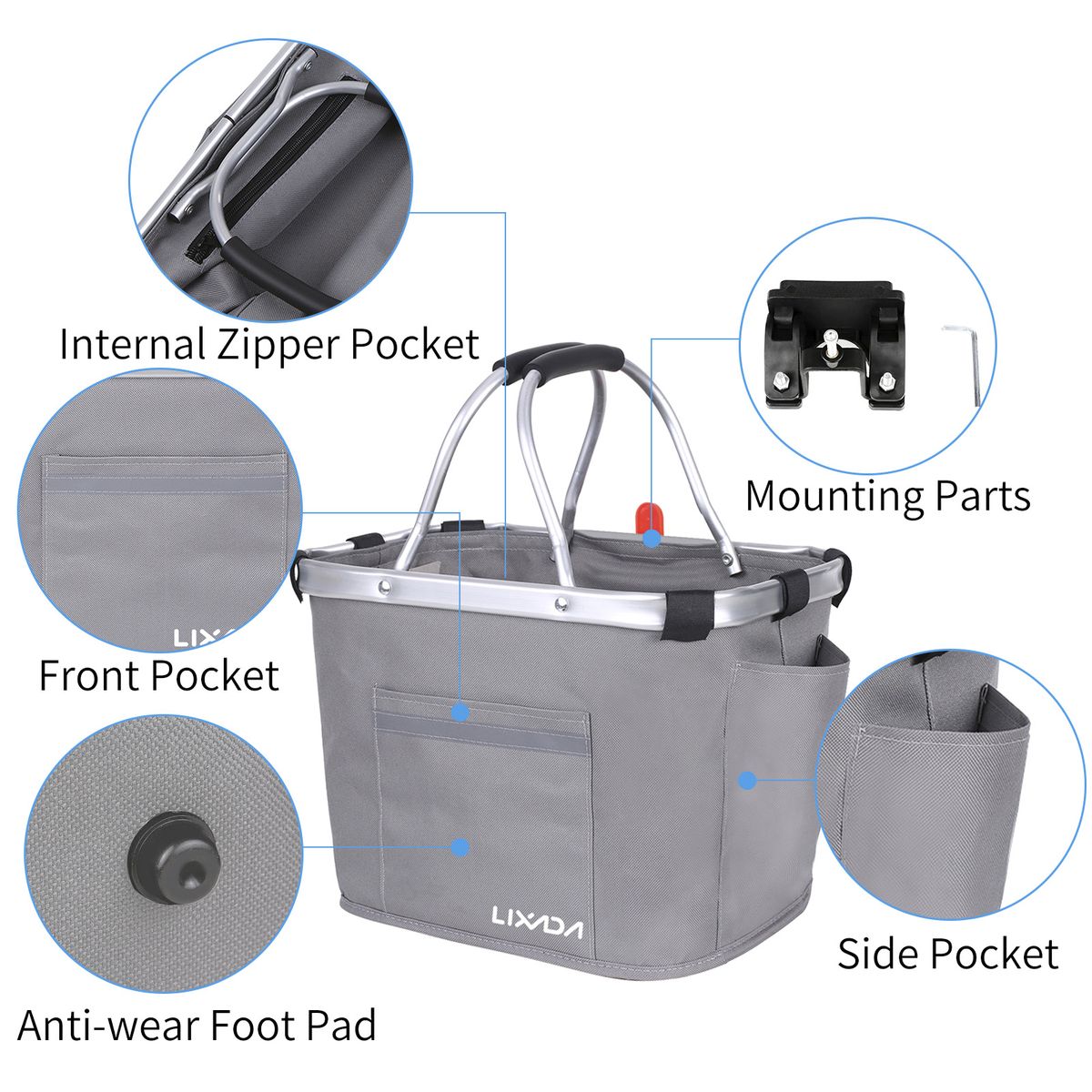 Lixada Collapsible Bike Basket Bicycle Handlebar Front