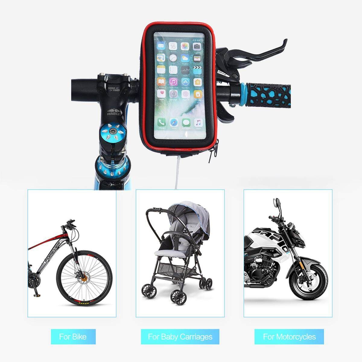 4-6.5'' Bicycle Phone Holder 360° Motorcycle Bike Handlebar Mount Case For Phone-L Black