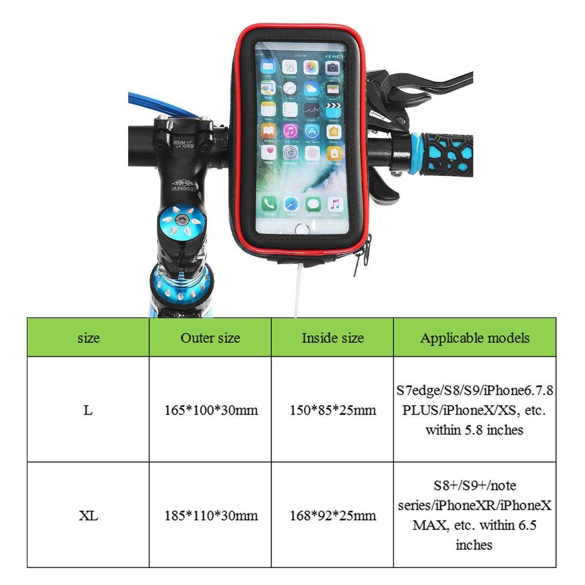 4-6.5'' Bicycle Phone Holder 360° Motorcycle Bike Handlebar Mount Case For Phone-L Black