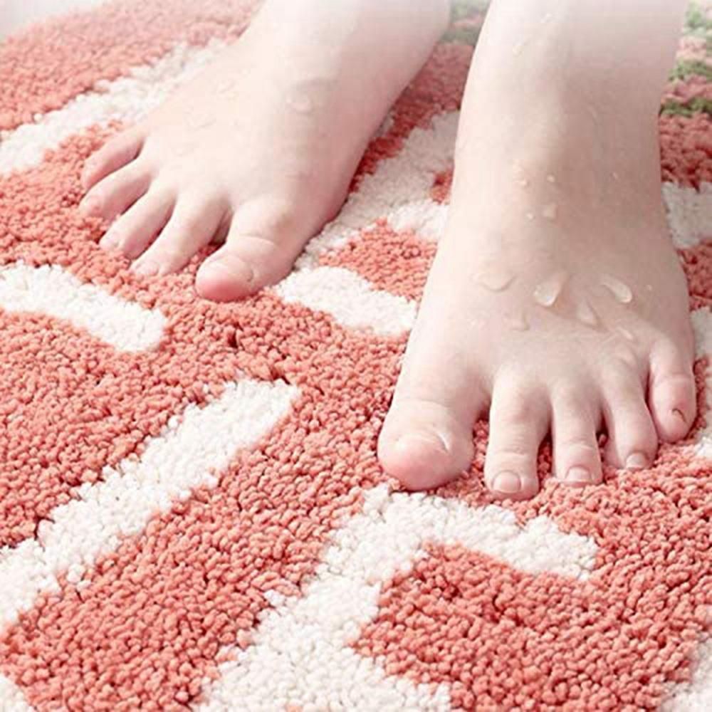 Cartoon Peach Flocking Carpet Floor Mat,for Home&Bathroom Door,Bathroom Non-Slip Mat,Absorbent Foot Mat,55X63cm