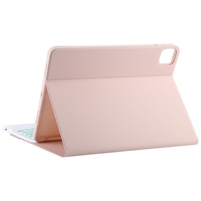 TG11BC Detachable Bluetooth Green Keyboard Microfiber Leather Protective Case For IPad Pro 11 Inch (2020), With Touchpad & Pen Slot & Holder (Pink)