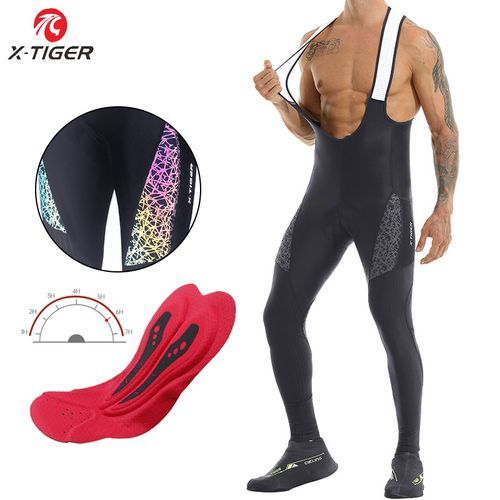 Padded MTB Road Bike Tights With 2-Pockets Breathable Cycling Long Leggings Bib Cycling Pants