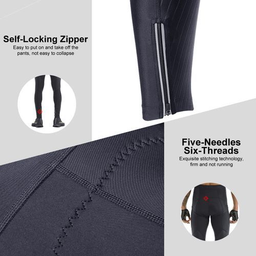 Padded MTB Road Bike Tights With 2-Pockets Breathable Cycling Long Leggings Bib Cycling Pants