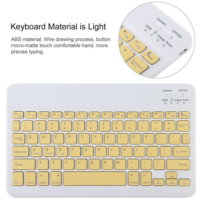 TG11B Detachable Bluetooth Yellow Keyboard + Microfiber Leather Protective Case For IPad Pro 11 Inch (2020), With Pen Slot & Holder (Orange)