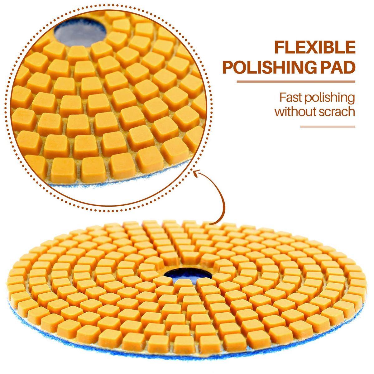 3 Pieces 100Mm Diamond Flexible Wet & Dry Polishing Pads 3 Step Floor Polish For  Tile