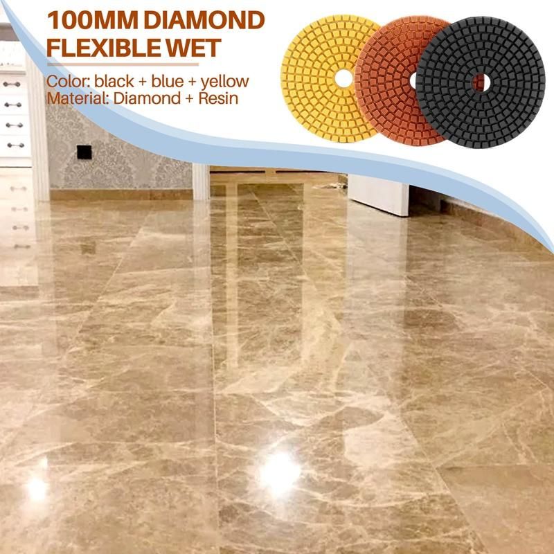 3 Pieces 100Mm Diamond Flexible Wet & Dry Polishing Pads 3 Step Floor Polish For  Tile