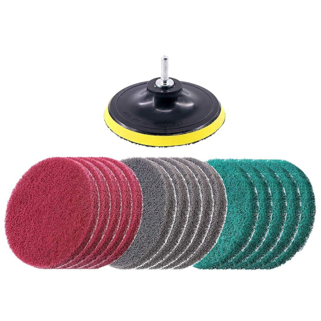 16Pcs 5Inch 3 Different Color Scrubbing Pads Drill Powered B