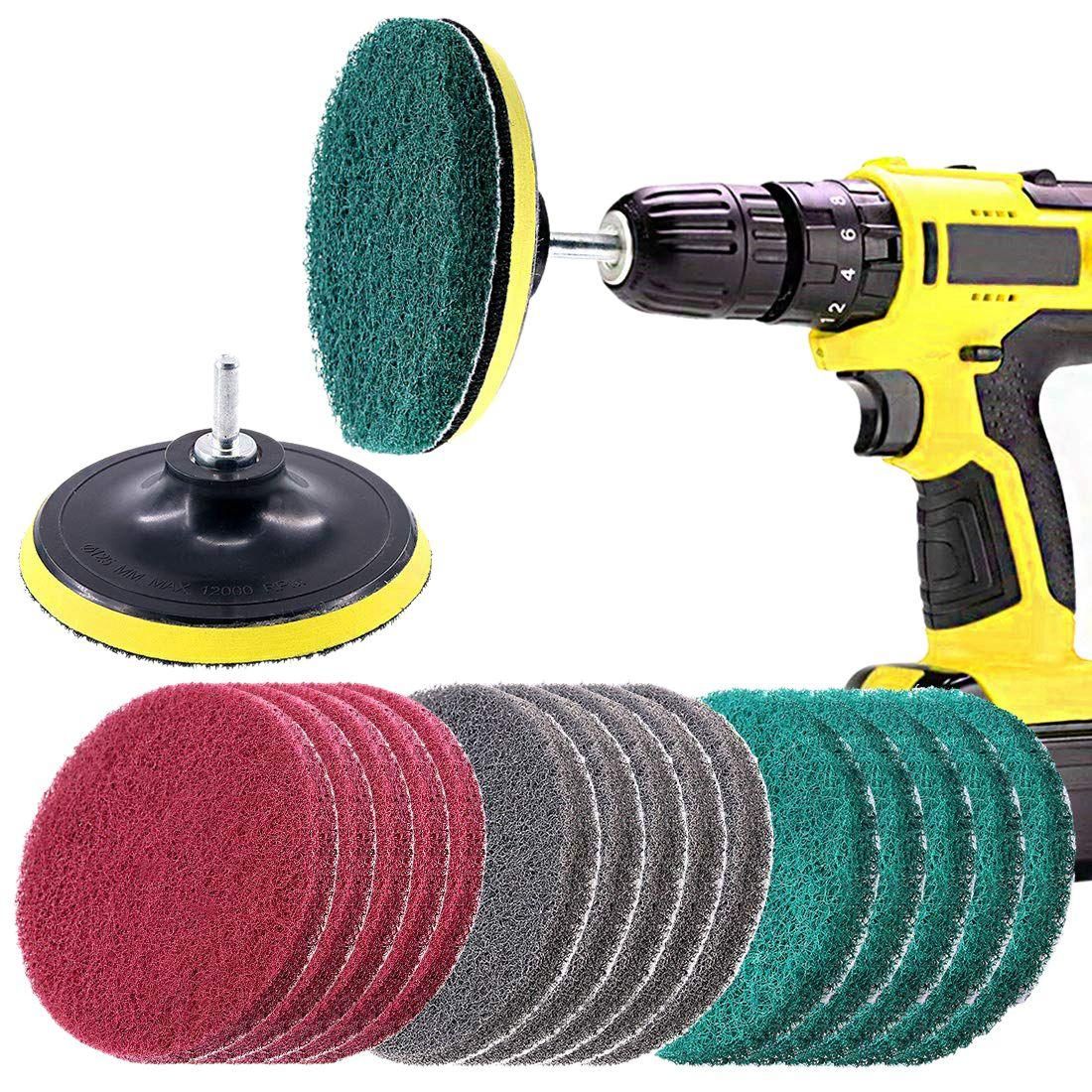 16Pcs 5Inch 3 Different Color Scrubbing Pads Drill Powered B