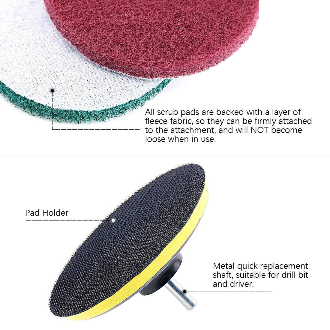 16Pcs 5Inch 3 Different Color Scrubbing Pads Drill Powered B