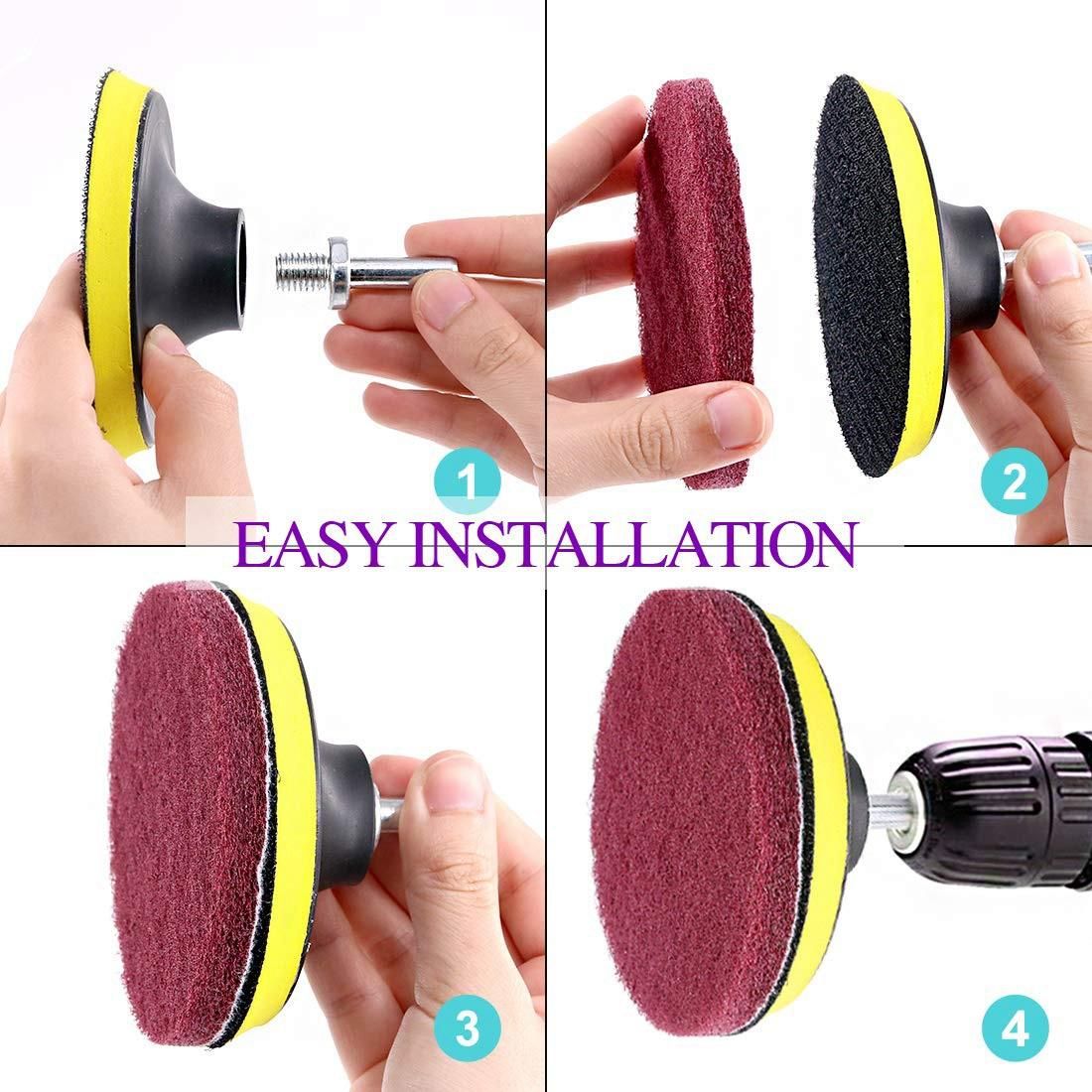 16Pcs 5Inch 3 Different Color Scrubbing Pads Drill Powered B