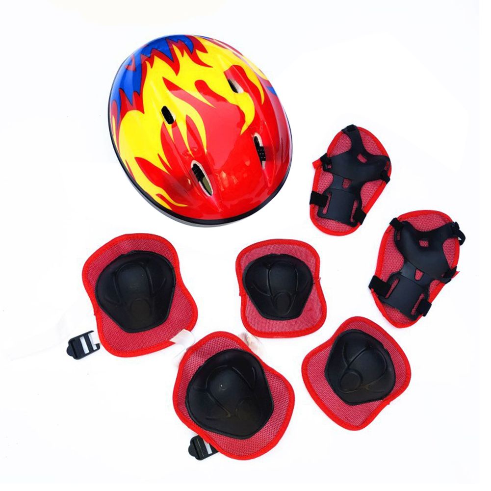 7pcs/set Kids Cycling Protective Gear Bicycle Helmet Knee